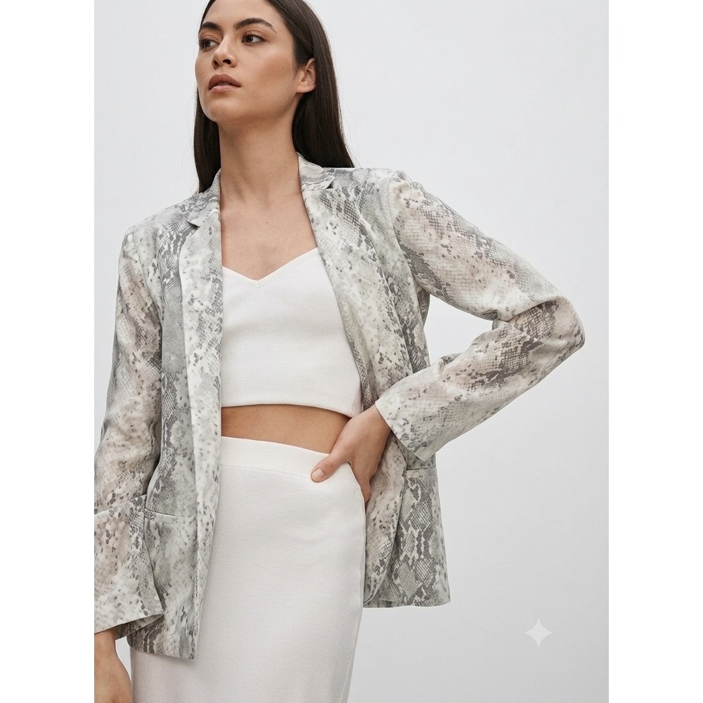 Babaton Grayson Blazer Women 0 Silk Snakeskin Print Office Chic Quiet Luxury